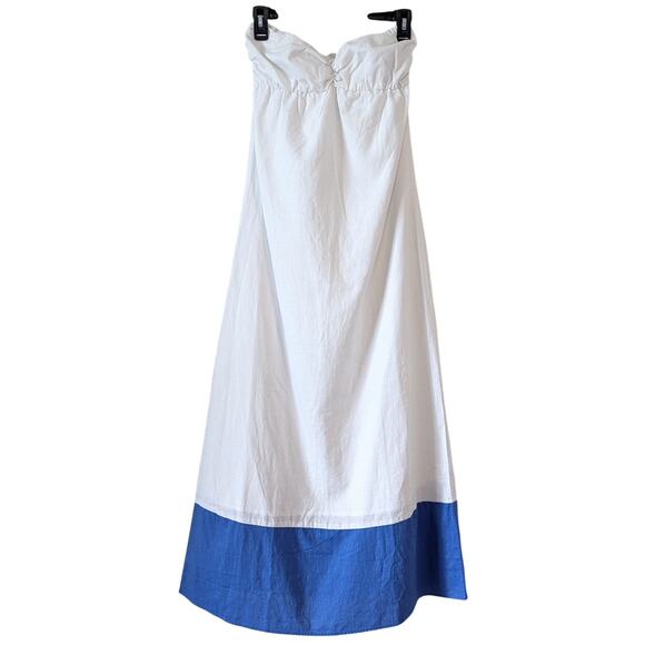 Tommy Bahama White & Blue Strapless Nautical Linen Blend Maxi Dress Size Small - Picture 1 of 10